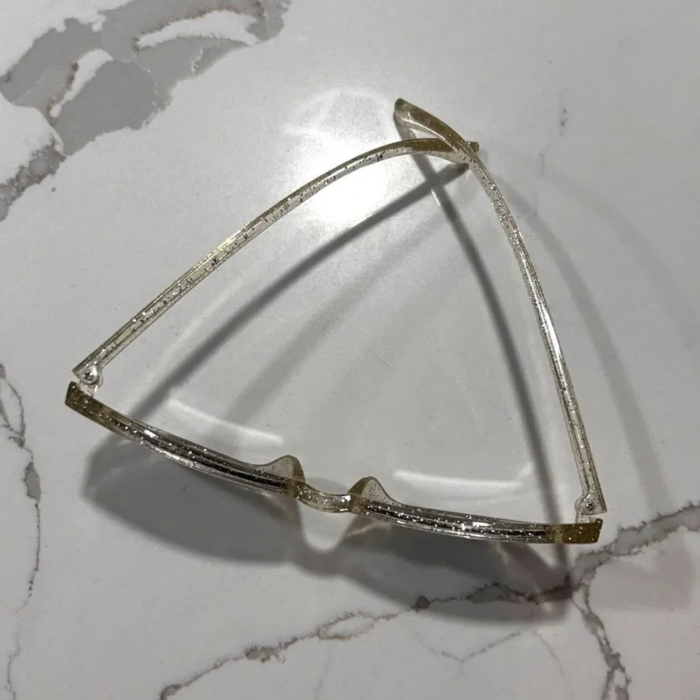 Clear Gold Sparkle Glitter Translucent Cat Eye Sunglasses Girls Youth